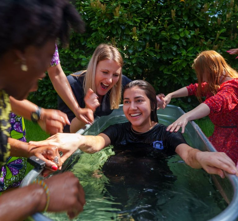 Woman Getting Baptized